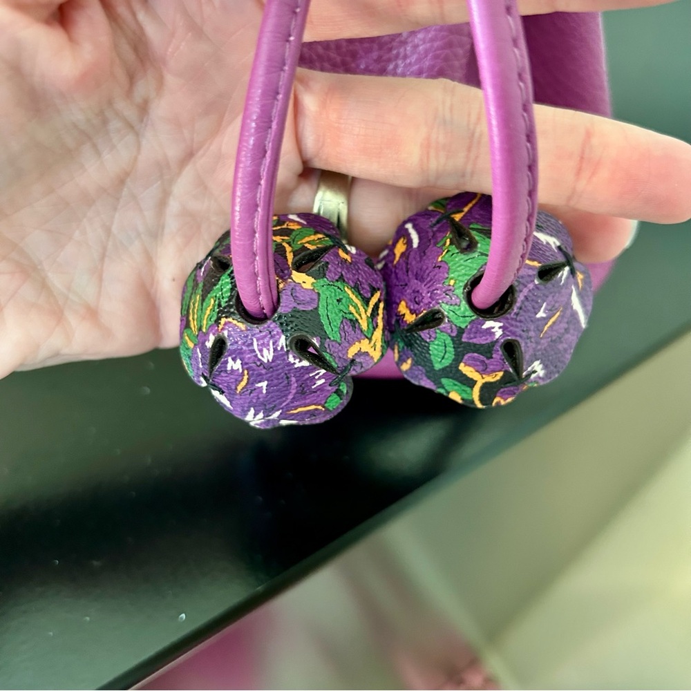 Coach Purple Petal Pebbled Leather Wristlet - Picture 4 of 17